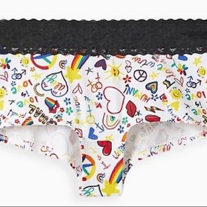🔥SALE🔥 TORRID RAINBOW COTTON MID-RISE BOYSHORT LACE TRIM Size 3